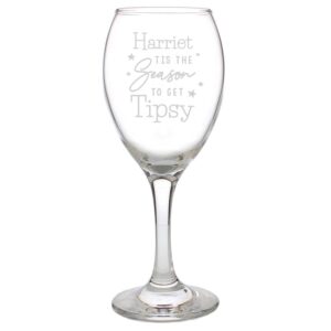 Personalised Tis The Season To Get Tipsy Season Wine Glass: 4 - Wine Glasses By Gift Moments