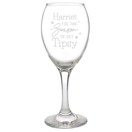 Personalised Tis The Season To Get Tipsy Season Wine Glass: 4 - Wine Glasses By Gift Moments