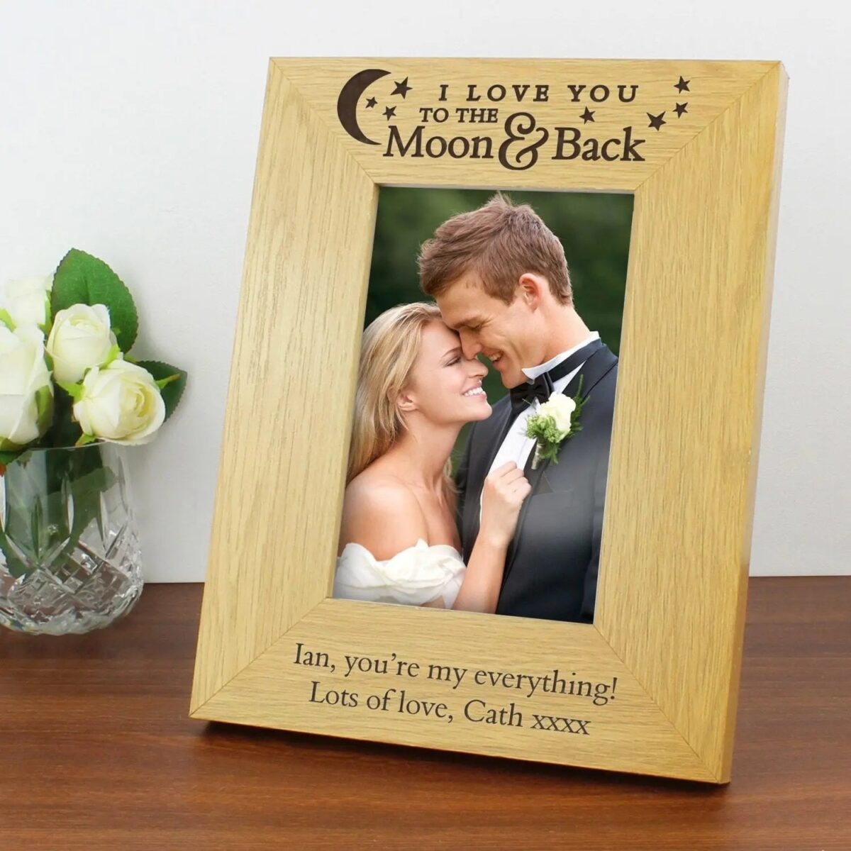 Personalised ’To the Moon and Back’ 6x4 Oak Finish Photo Frame: 2 - Photo Frames By Gift Moments