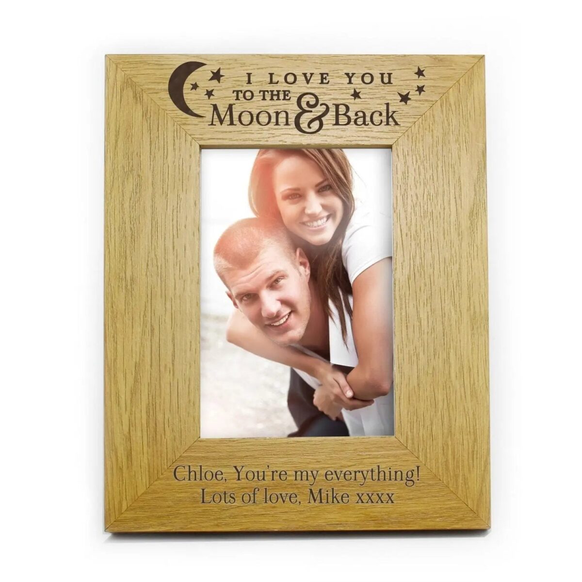Personalised ’To the Moon and Back’ 6x4 Oak Finish Photo Frame: 3 - Photo Frames By Gift Moments