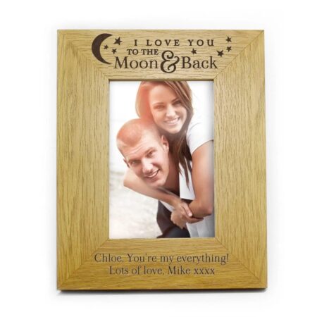 Personalised ’To the Moon and Back’ 6x4 Oak Finish Photo Frame: 3 - Photo Frames By Gift Moments