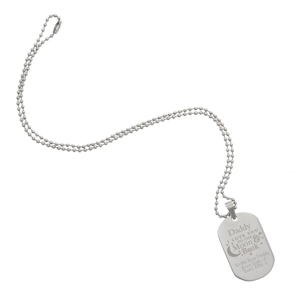 Personalised ’To The Moon & Back...’ Stainless Steel Dog Tag Necklace: 7 - Necklaces By Gift Moments
