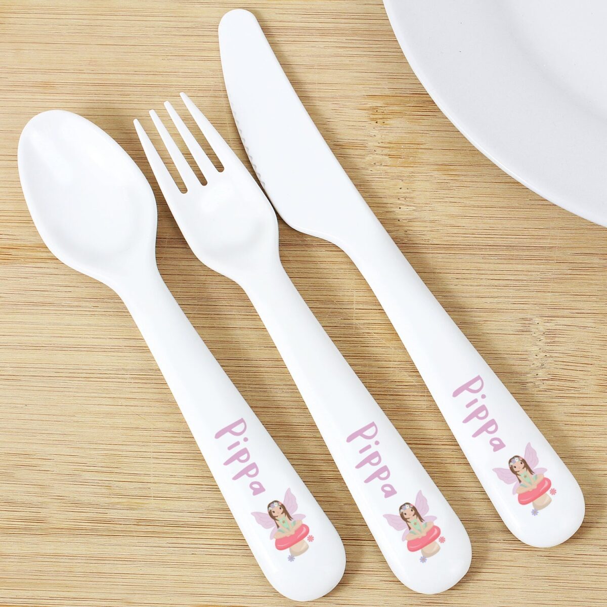 Personalised Toadstool Fairy Plastic Cutlery: 2 - Cutlery Sets By Gift Moments
