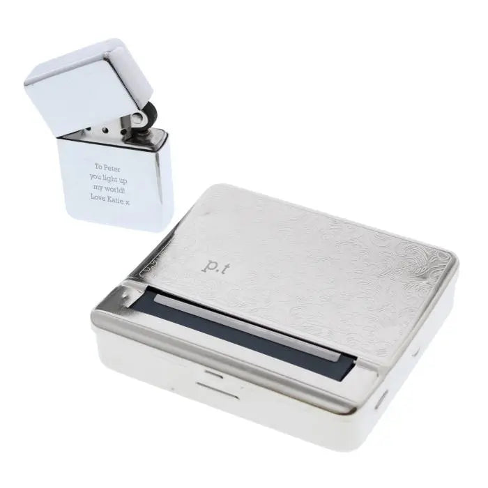 Personalised Tobacco Rolling Tin & Lighter Set: 4 - Smoking Accessories By Gift Moments