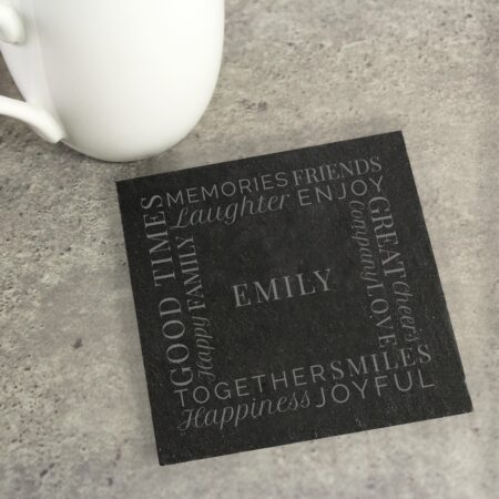 Personalised ’Together’ Single Slate Coaster: 2 - Coasters By Gift Moments