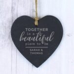 Personalised Together Slate Heart Decoration: 1 - Decorations By Gift Moments