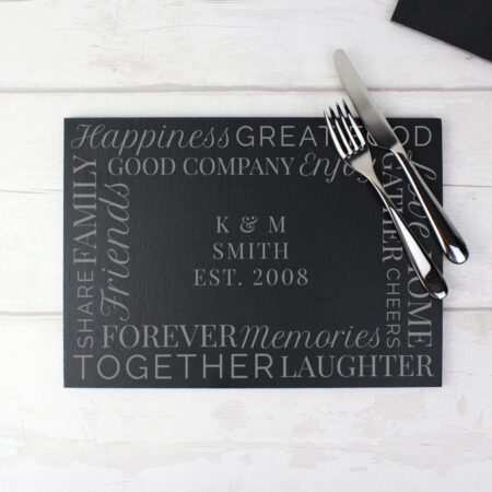 Personalised ’Together’ Slate Placemat: 1 - Placemats By Gift Moments