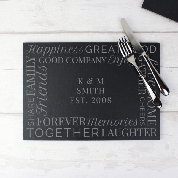 Personalised ’Together’ Slate Placemat: 1 - Placemats By Gift Moments
