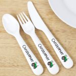 Personalised Tractor 3 Piece Plastic Cutlery Set: 1 - Cutlery Sets By Gift Moments