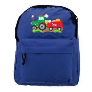 Personalised Tractor Blue Backpack: 3 - Kids Bags By Gift Moments