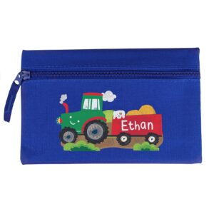 Personalised Tractor Blue Pencil Case: 5 - Pencil Cases & Sets By Gift Moments