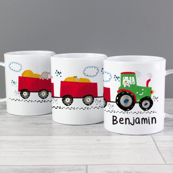 Personalised Tractor Plastic Mug: 2 - Plastic Mugs By Gift Moments