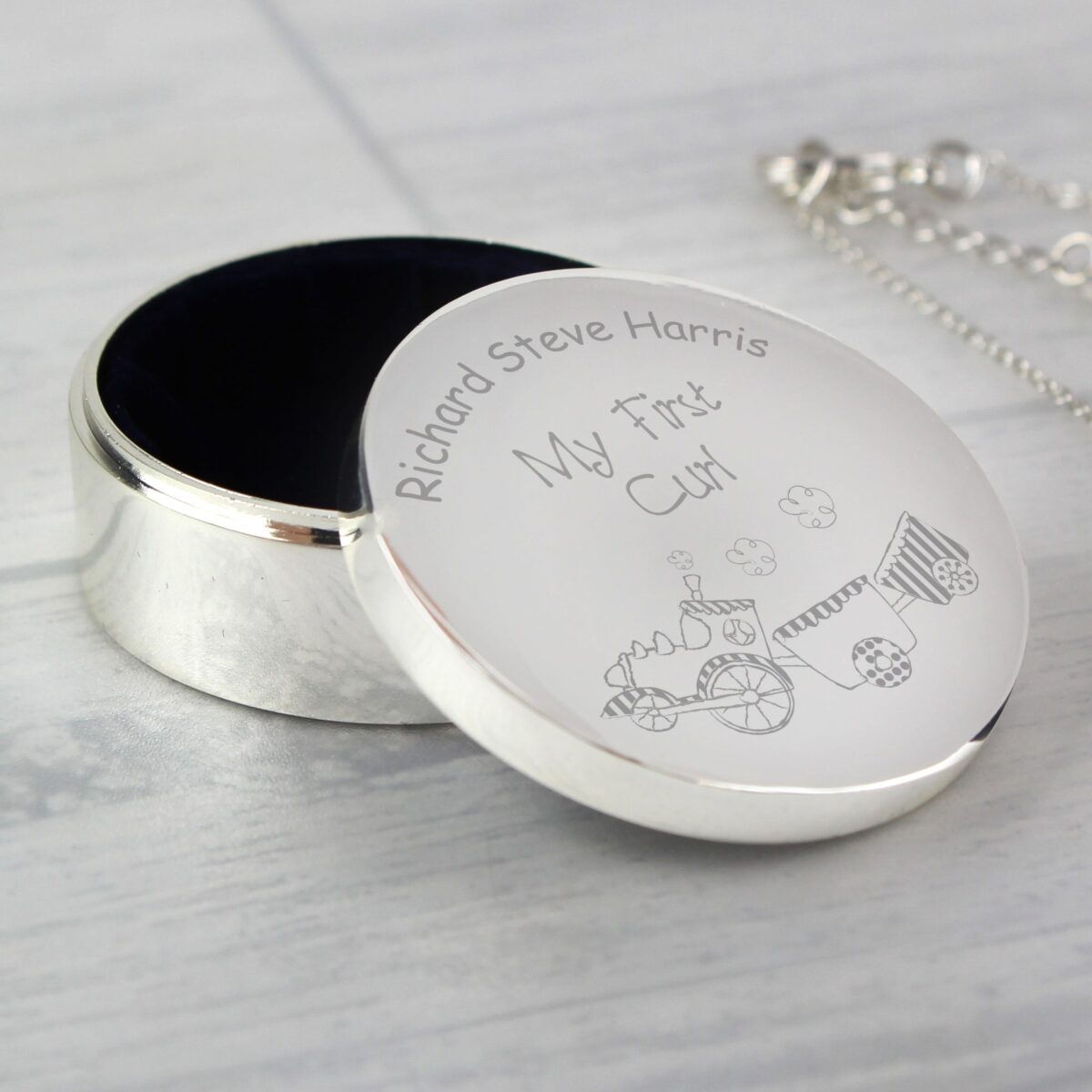Personalised Train My First Curl Trinket Box: 5 - Trinket Boxes By Gift Moments