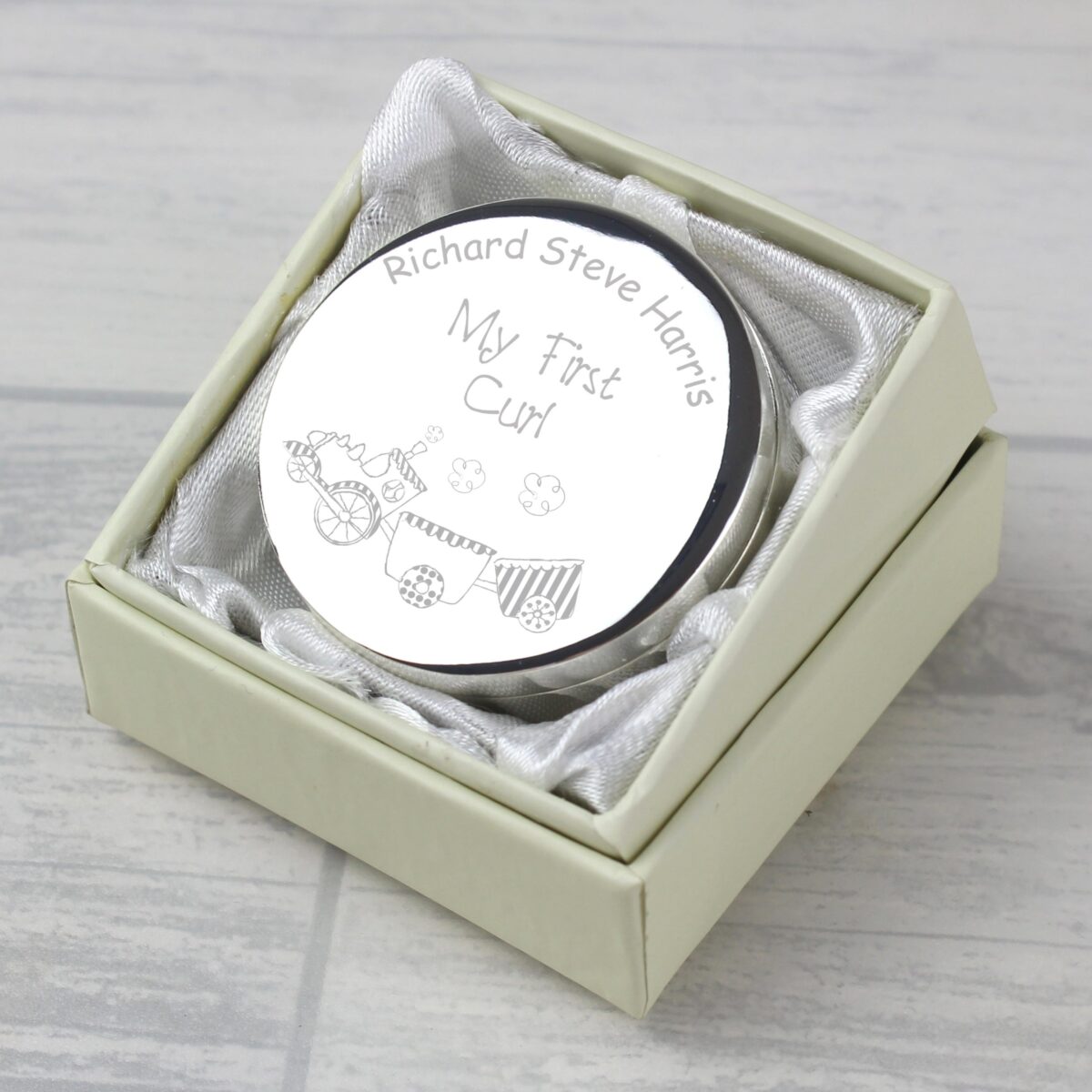Personalised Train My First Curl Trinket Box: 6 - Trinket Boxes By Gift Moments