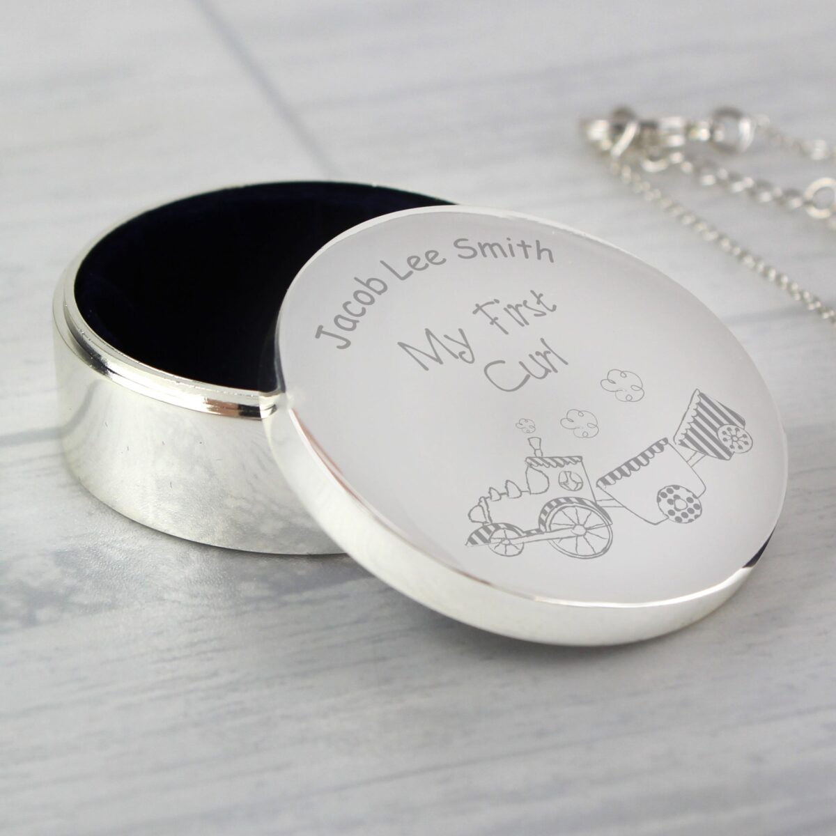 Personalised Train My First Curl Trinket Box: 2 - Trinket Boxes By Gift Moments