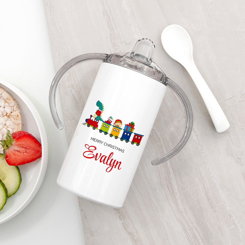 Personalised train kids sippy cup