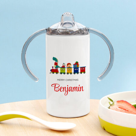 Personalised train kids sippy cup