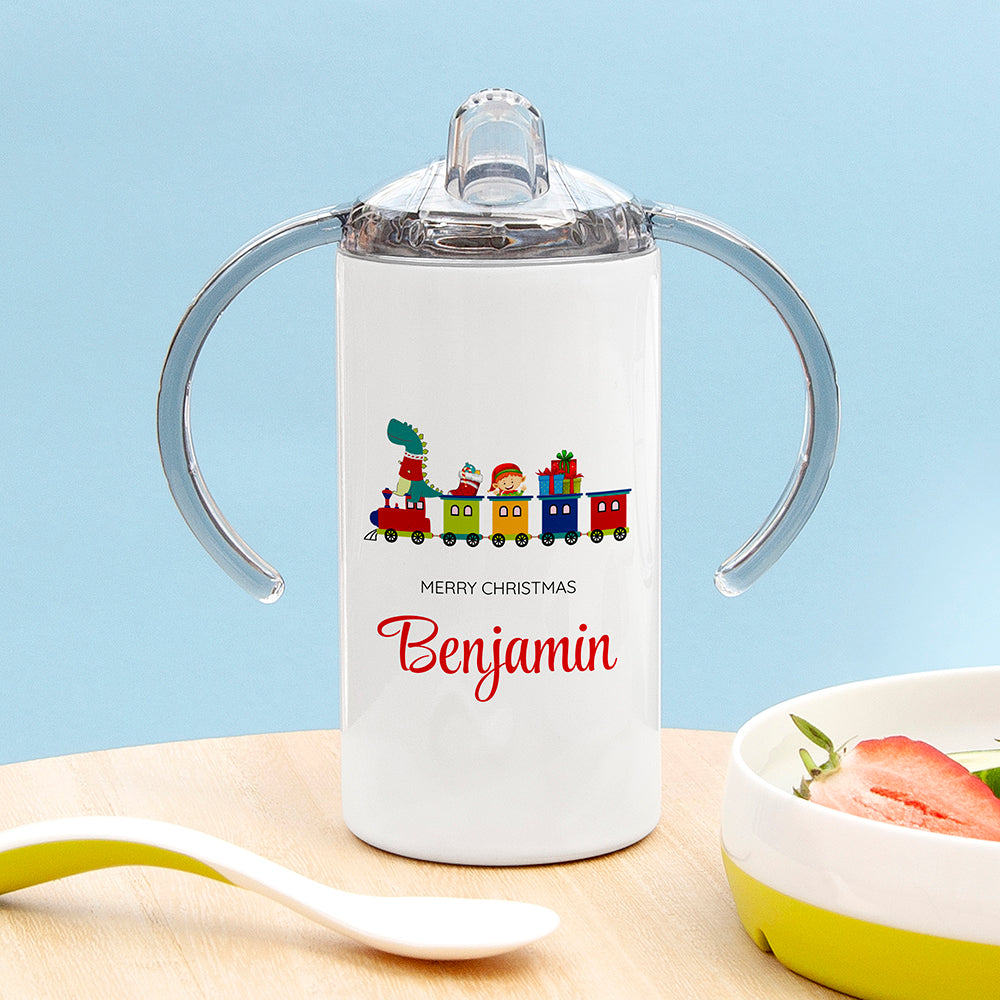 Personalised train kids sippy cup