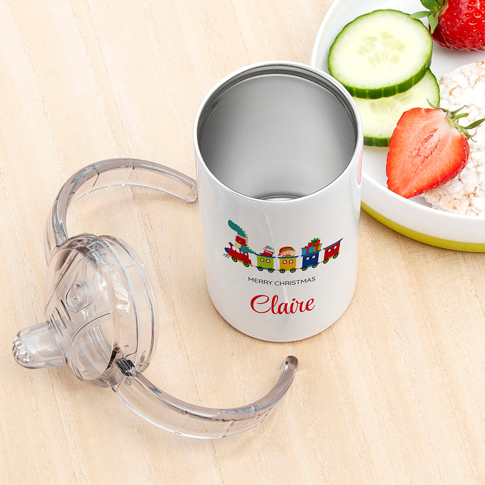 Personalised train kids sippy cup