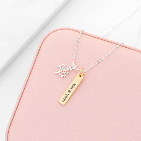 Personalised Tree of Life Bar Necklace: 1 - Gold - Necklaces By Gift Moments