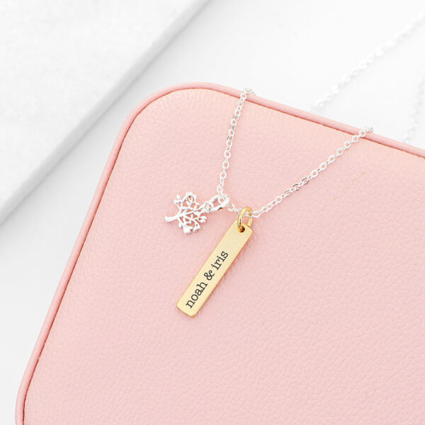 Personalised Tree of Life Bar Necklace: 1 - Gold - Necklaces By Gift Moments