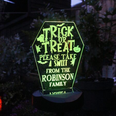 Personalised Trick or Treat Halloween Solar Light: 5 - Solar Lights By Gift Moments