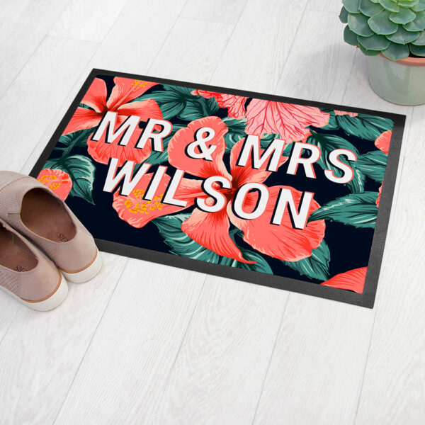 Personalised Tropical Flower Doormat: 1 - Doormats By Gift Moments