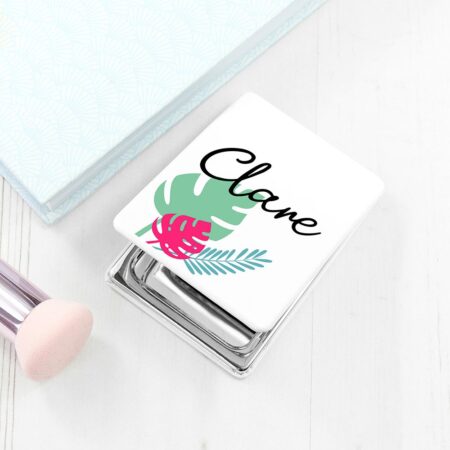 Personalised tropical rectangle compact mirror