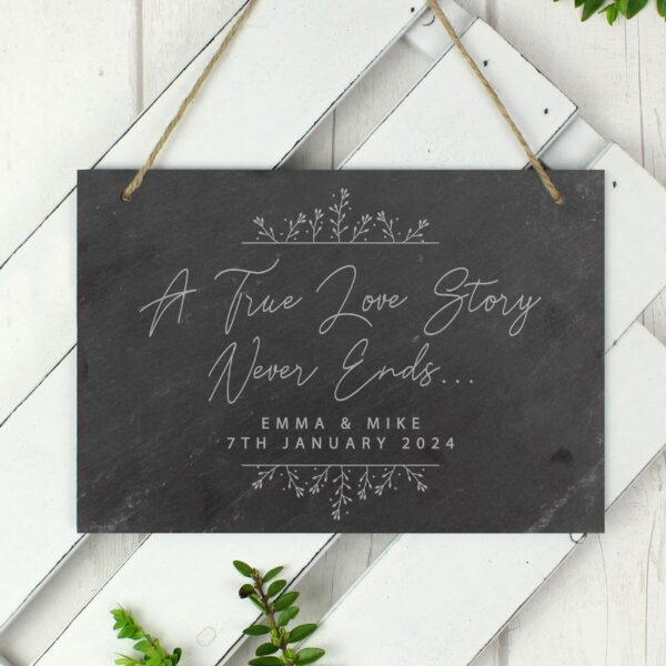 Personalised True Love Story Hanging Large Slate Sign: 1 - Signs & Plaques By Gift Moments