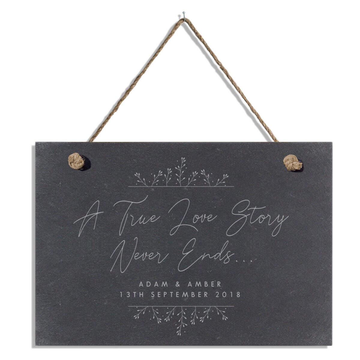 Personalised True Love Story Hanging Large Slate Sign: 5 - Signs & Plaques By Gift Moments