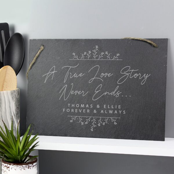 Personalised True Love Story Hanging Large Slate Sign: 2 - Signs & Plaques By Gift Moments