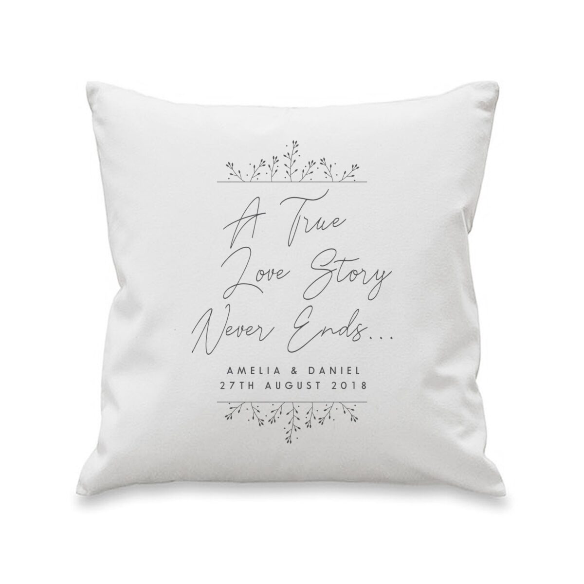 Personalised True Love Story White Cushion: 3 - Cushions By Gift Moments