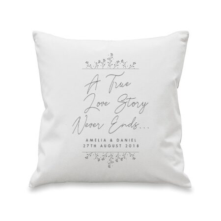 Personalised True Love Story White Cushion: 3 - Cushions By Gift Moments