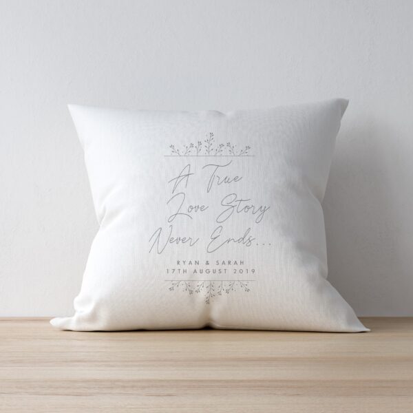 Personalised True Love Story White Cushion: 2 - Cushions By Gift Moments