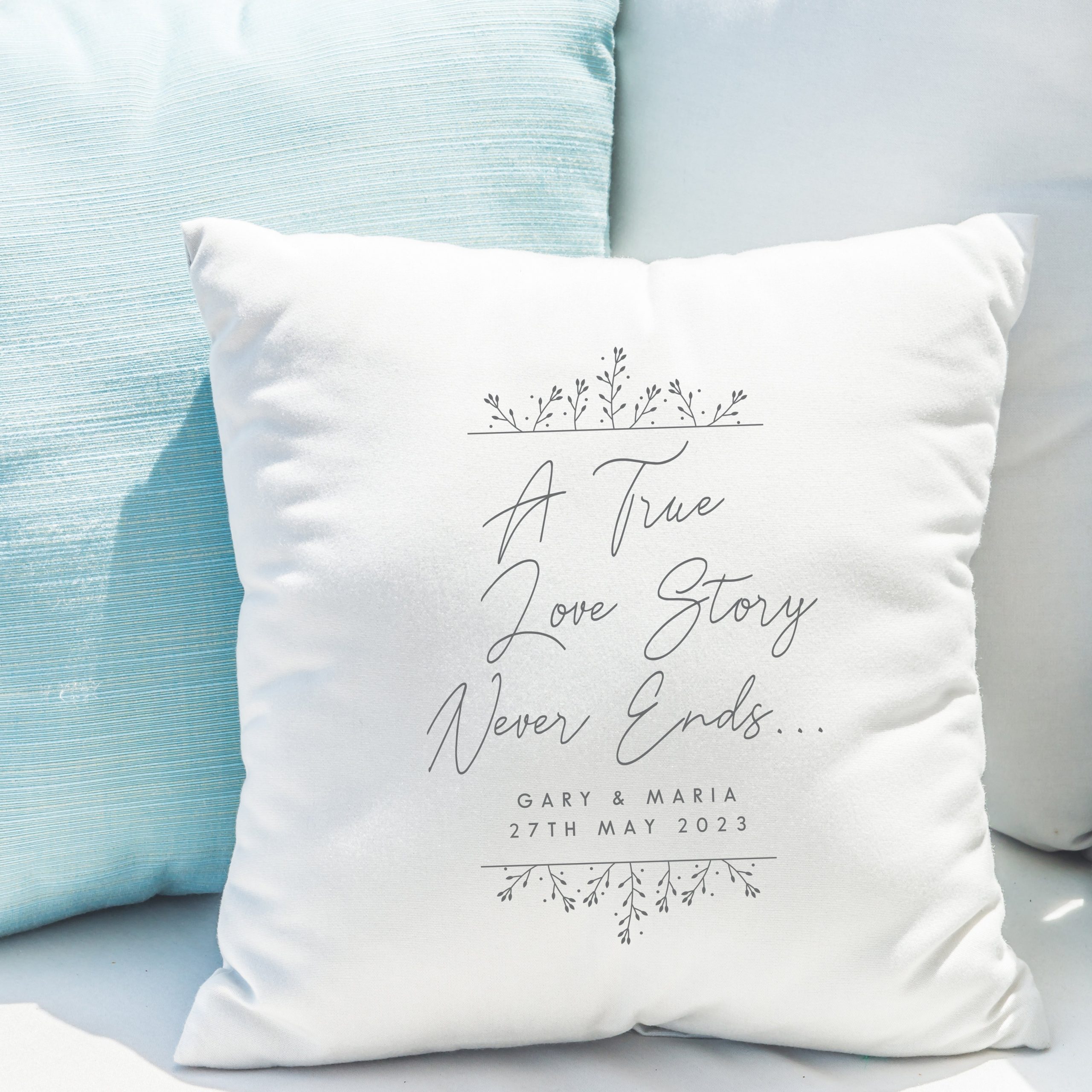 Personalised True Love Story White Cushion: 1 - Cushions By Gift Moments