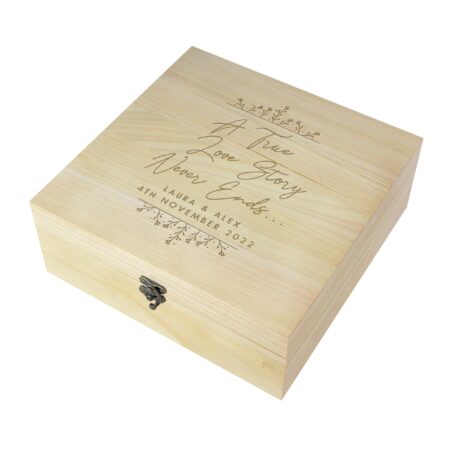 Personalised True Love Story Wooden Keepsake Box: 3 - Keepsake Boxes By Gift Moments