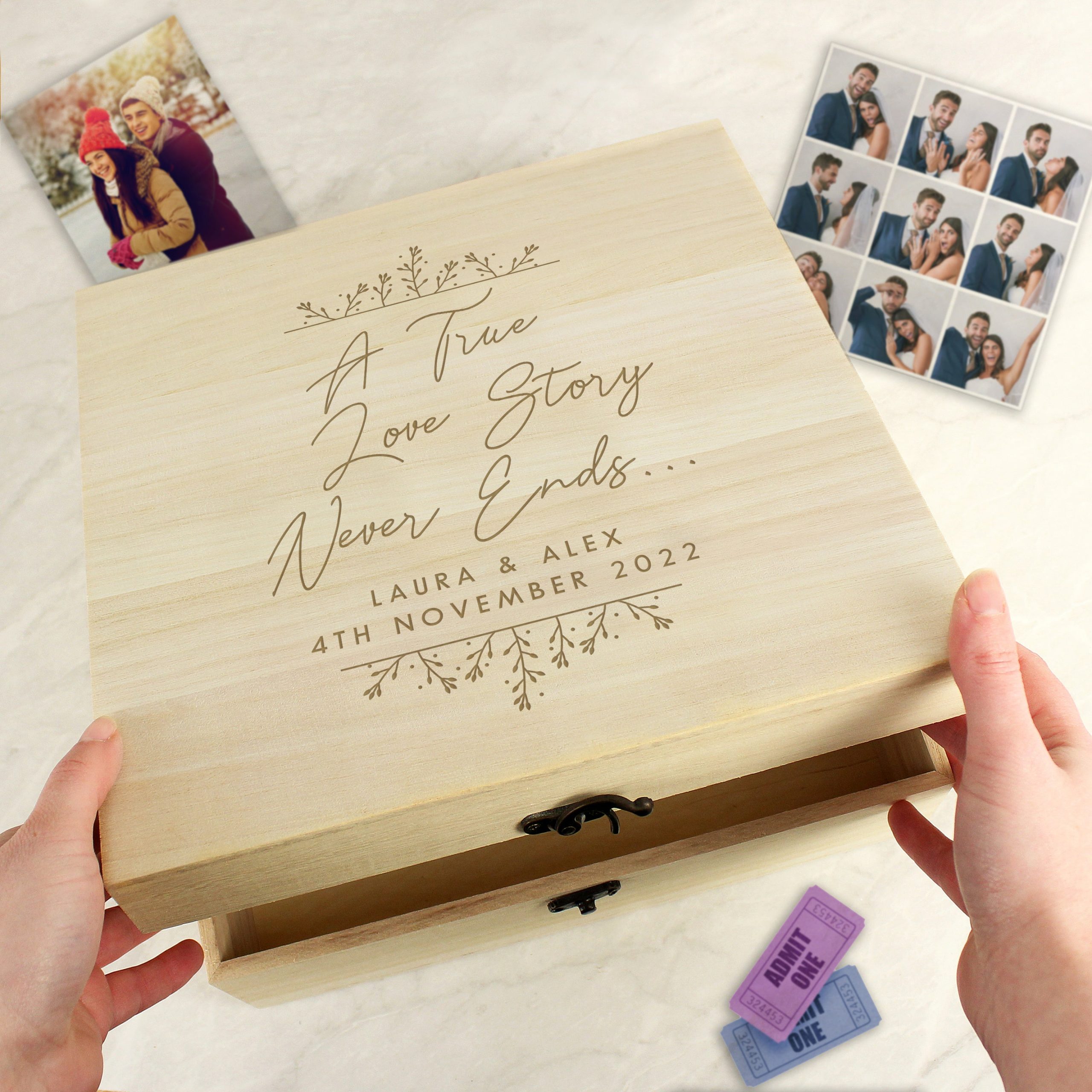 Personalised True Love Story Wooden Keepsake Box: 1 - Keepsake Boxes By Gift Moments