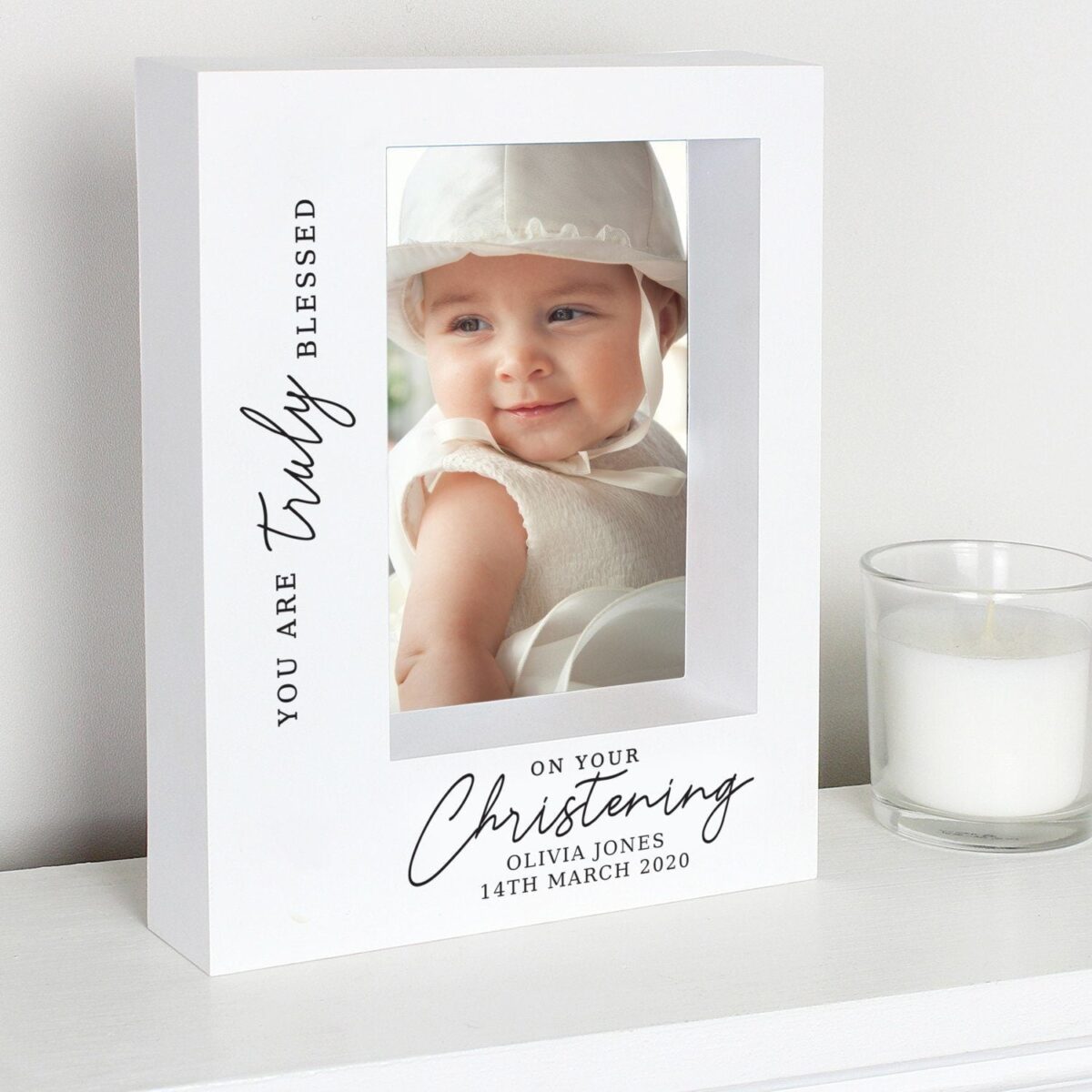 Personalised ’Truly Blessed’ Christening 5x7 Box Photo Frame: 2 - Photo Frames By Gift Moments