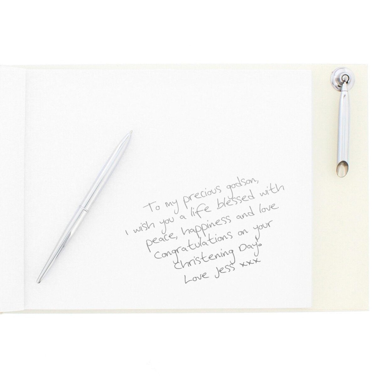 Personalised ’Truly Blessed’ Christening Hardback Guest Book & Pen: 4 - Guest Books By Gift Moments