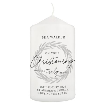 Personalised ’Truly Blessed’ Christening Pillar Candle: 3 - Candles By Gift Moments