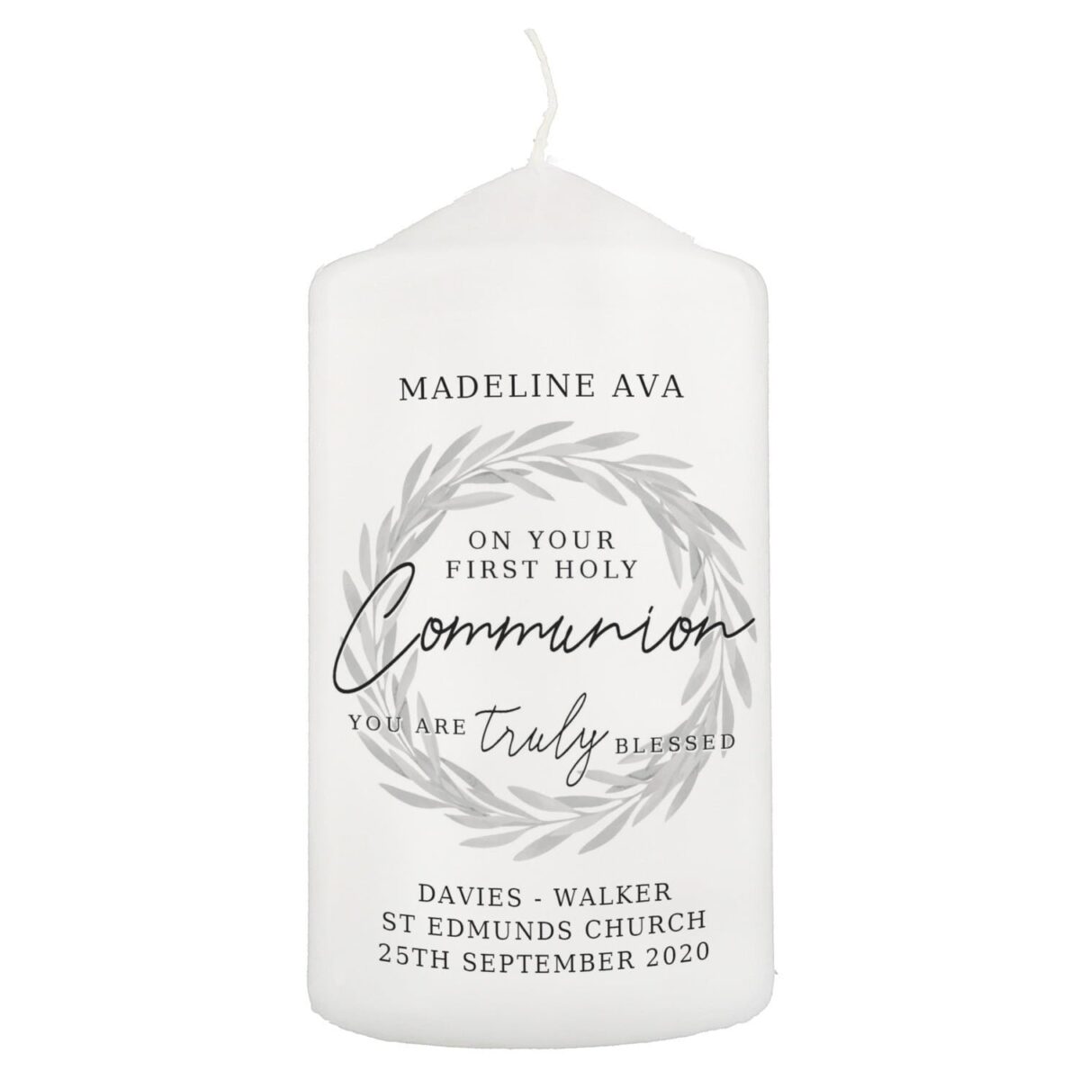 Personalised ’Truly Blessed’ First Holy Communion Pillar Candle: 3 - Candles By Gift Moments
