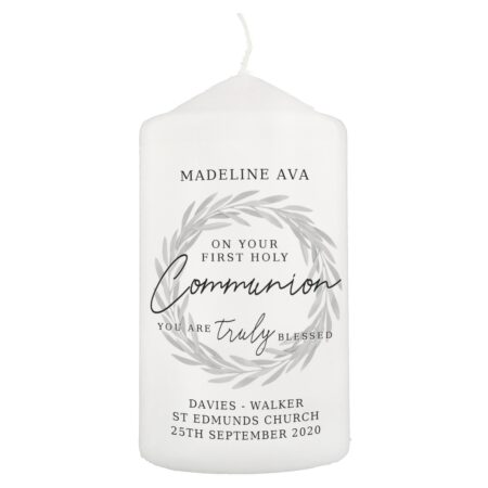 Personalised ’Truly Blessed’ First Holy Communion Pillar Candle: 3 - Candles By Gift Moments