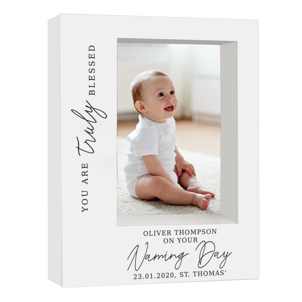 Personalised ’Truly Blessed’ Naming Day 5x7 Box Photo Frame: 3 - Photo Frames By Gift Moments