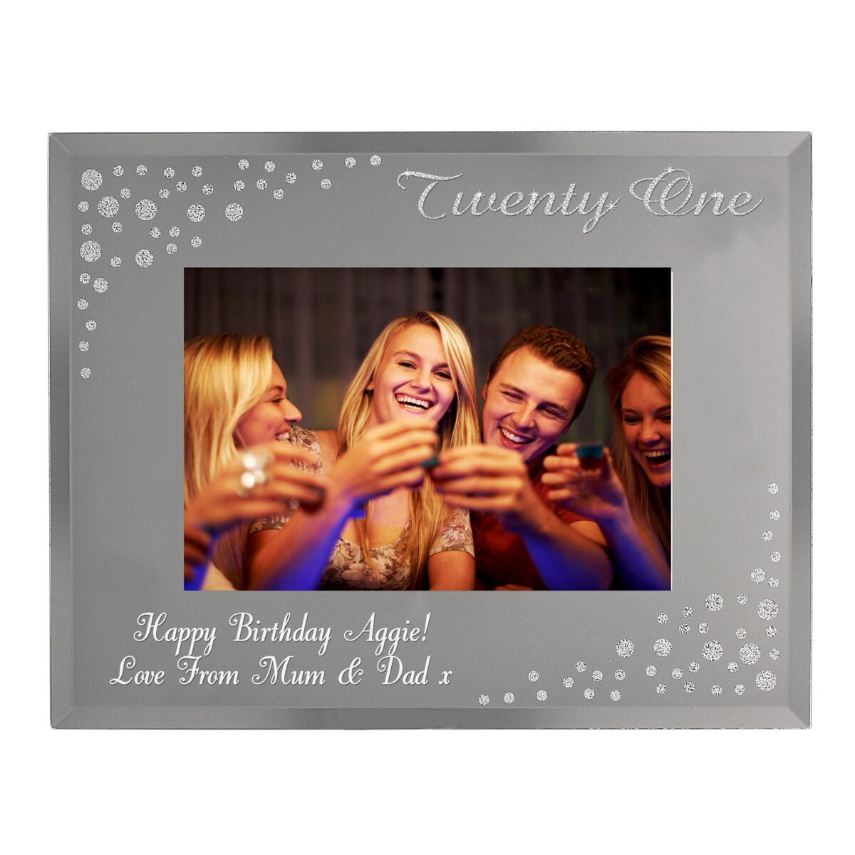 Personalised Twenty One Diamante 6x4 Glass Photo Frame: 3 - Photo Frames By Gift Moments