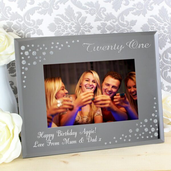 Personalised Twenty One Diamante 6x4 Glass Photo Frame: 1 - Photo Frames By Gift Moments