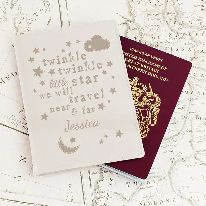 Personalised Twinkle Twinkle Cream Passport Holder: 1 - Passport Holders By Gift Moments