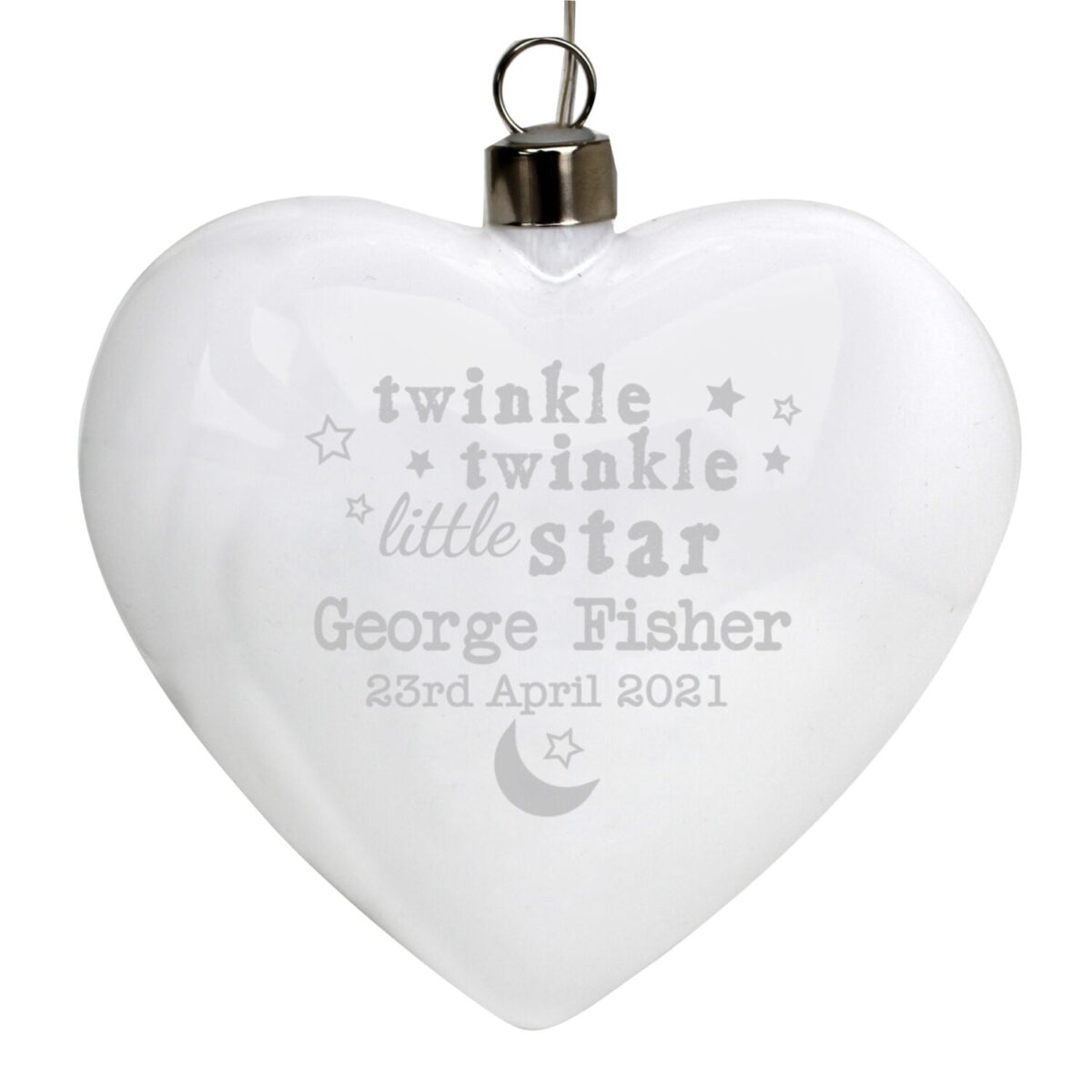 Personalised Twinkle Twinkle LED Hanging Glass Heart: 3 - LED Lighting By Gift Moments