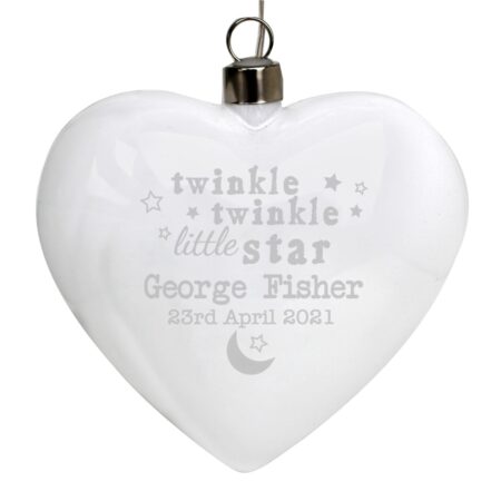 Personalised Twinkle Twinkle LED Hanging Glass Heart: 3 - LED Lighting By Gift Moments
