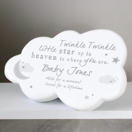 Personalised Twinkle Twinkle Resin Memorial Cloud: 3 - Memorials By Gift Moments