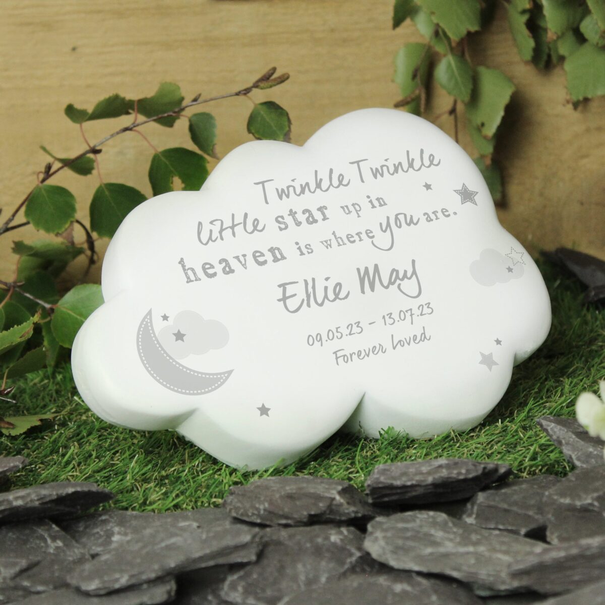 Personalised Twinkle Twinkle Resin Memorial Cloud: 2 - Memorials By Gift Moments